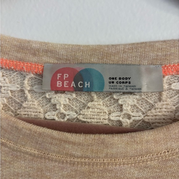 Free People Beach yellow Beige Sweater with Lace Hem dress tunic long sleeve - Picture 3 of 3